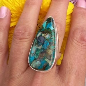 Genuine Turquoise Gemstone Sterling Silver Ring